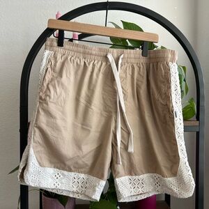 Carre Men’s Tan Lace Trim Shorts